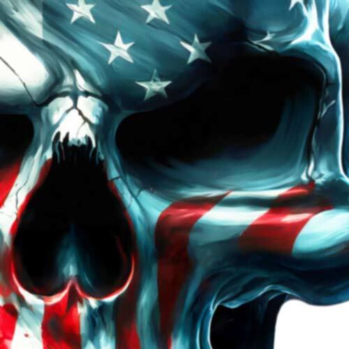 American Flag Skull Red White Blue Tattoo Art Patriotic Decal RatRod C37031 2pk