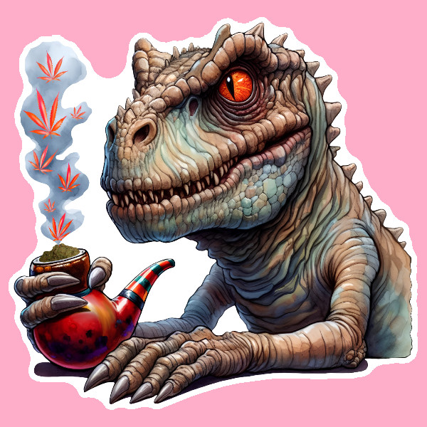 T-Rex Vinyl Cannabis Weed Marijuana UV Safe Dinosaur Stoner Sticker Weatherproof