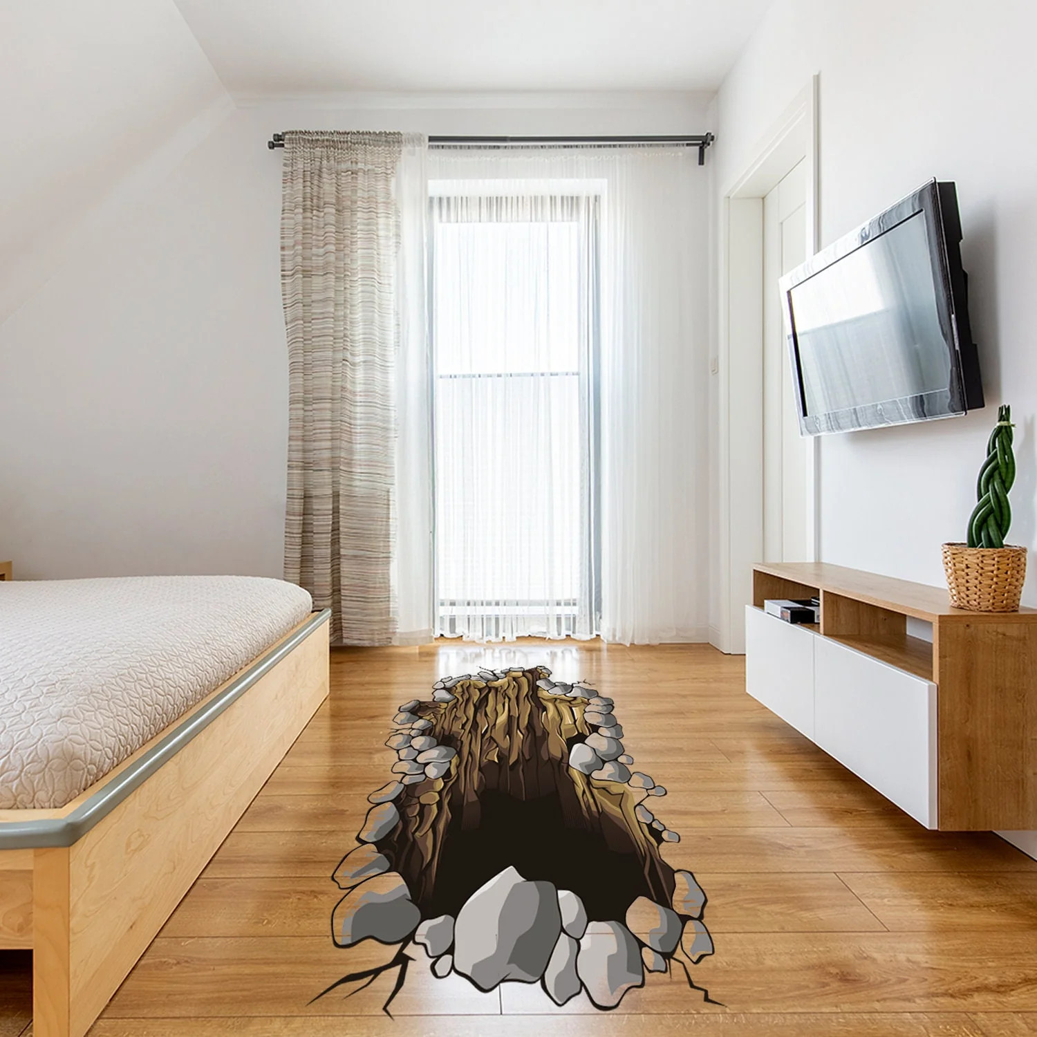 3d Floor Porthole Sticker – Self Adhesive Art Mural Living Room Vinyl Hole