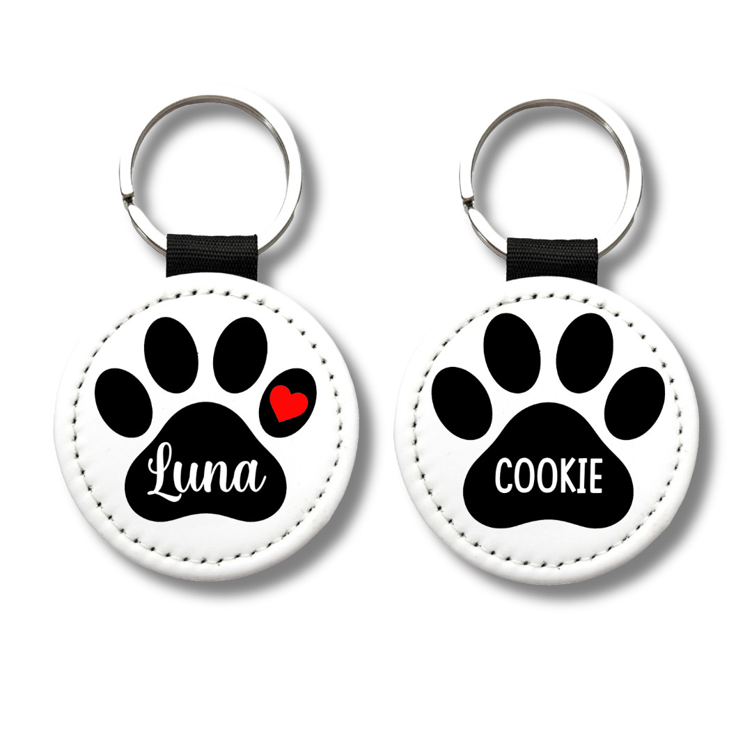 Custom Pet Name Paw Print Keychain for Dogs & Cats– Custom Pet Name Tag