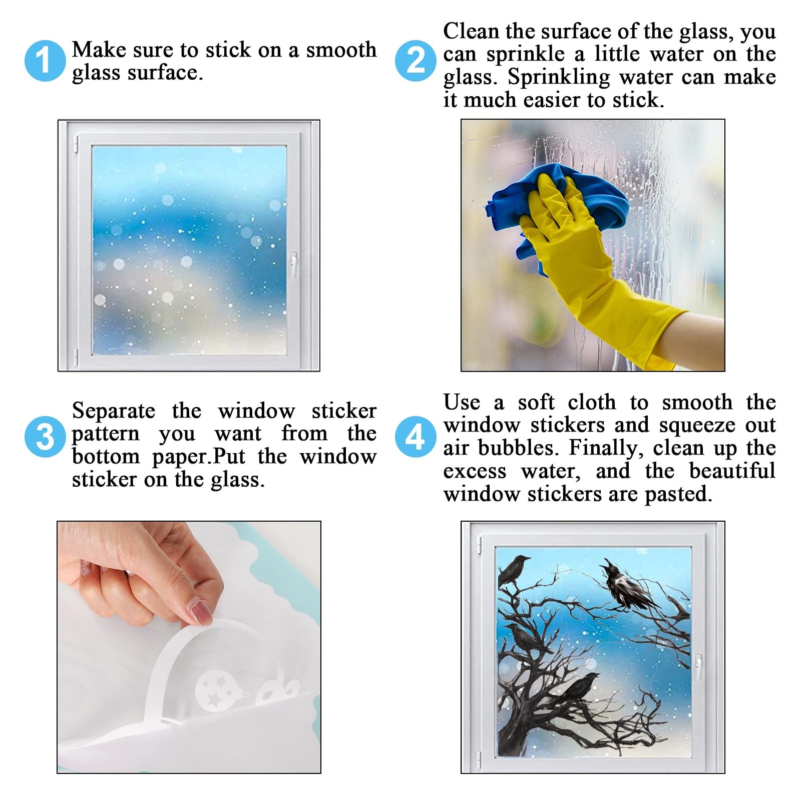 JarThenaAMCS Halloween Crow Window Cling Stickers 11.8 x 14.5 inch, Black