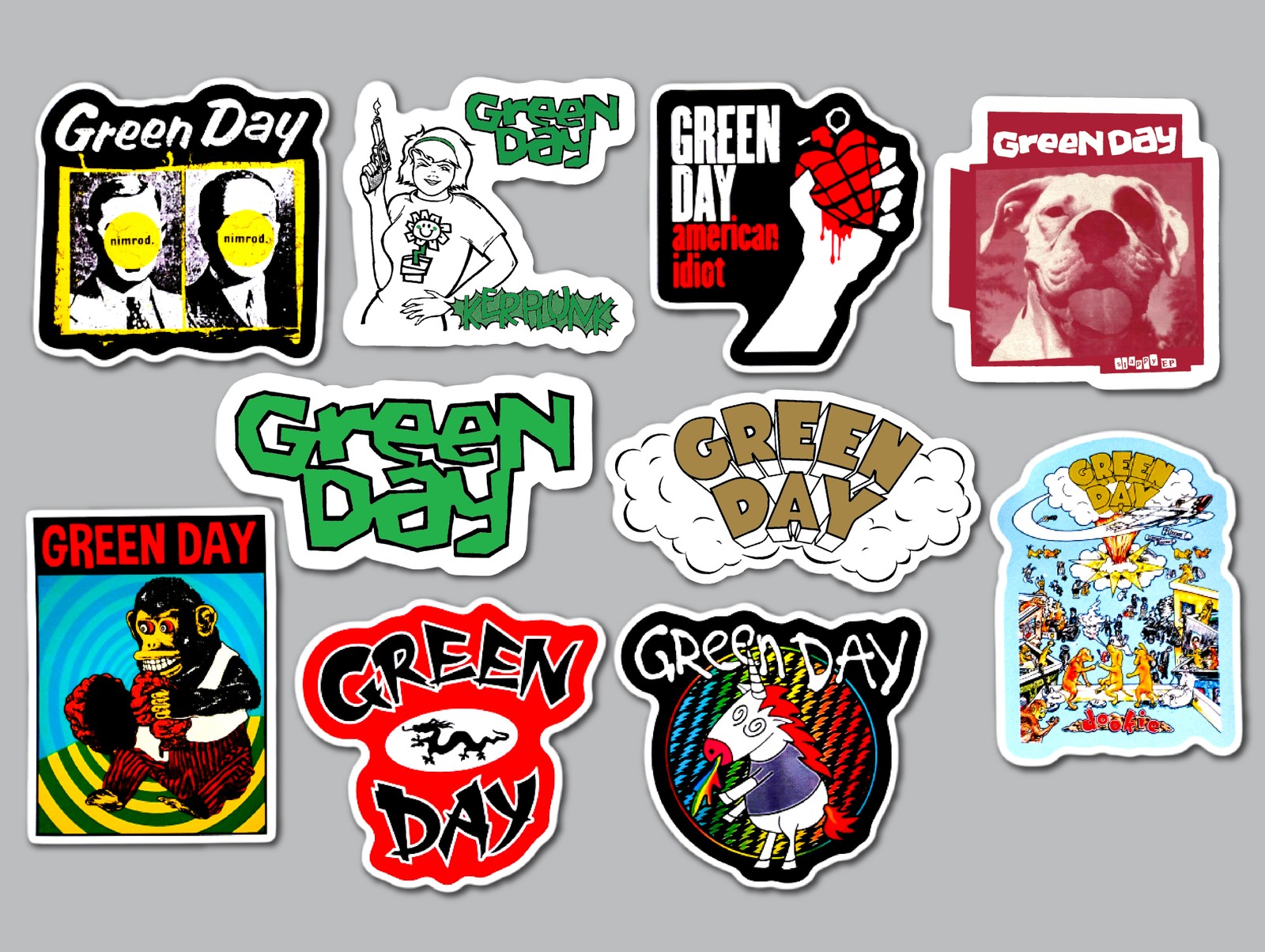 Green Day Vinyl Sticker Lot (10 Stickers) pop alternative 90's punk blink 182