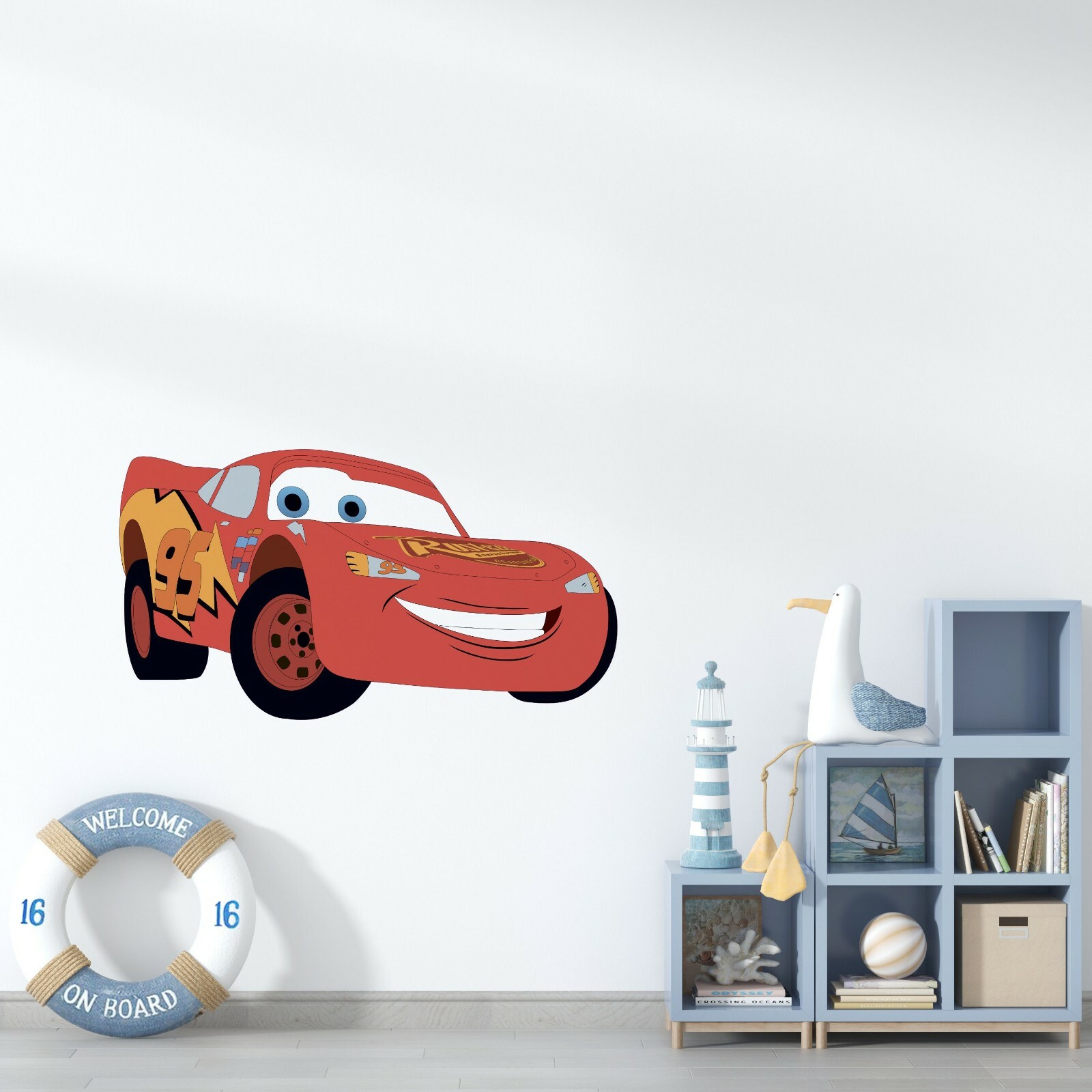 Kids Bedroom Cars Movie Lightning McQueen Corvette C1 Design Vinyl Wall Decal