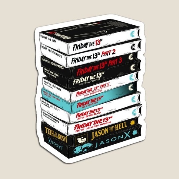 Friday the 13th Movie Stack Vinyl Sticker 5" Jason 80s Horror Removable Reusable