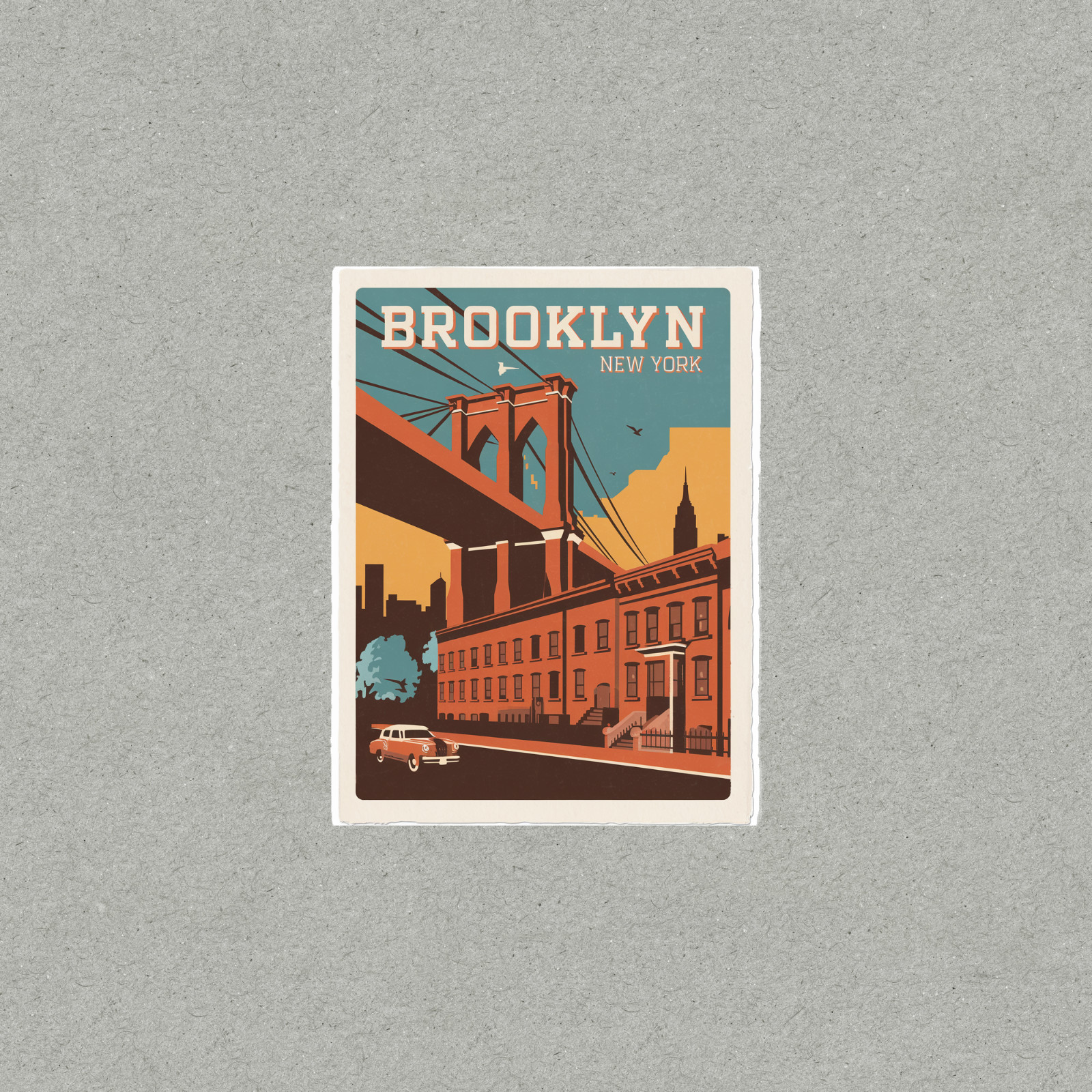 Vintage Brooklyn New York Travel sticker – Retro 1950s Style City Art Print Stic
