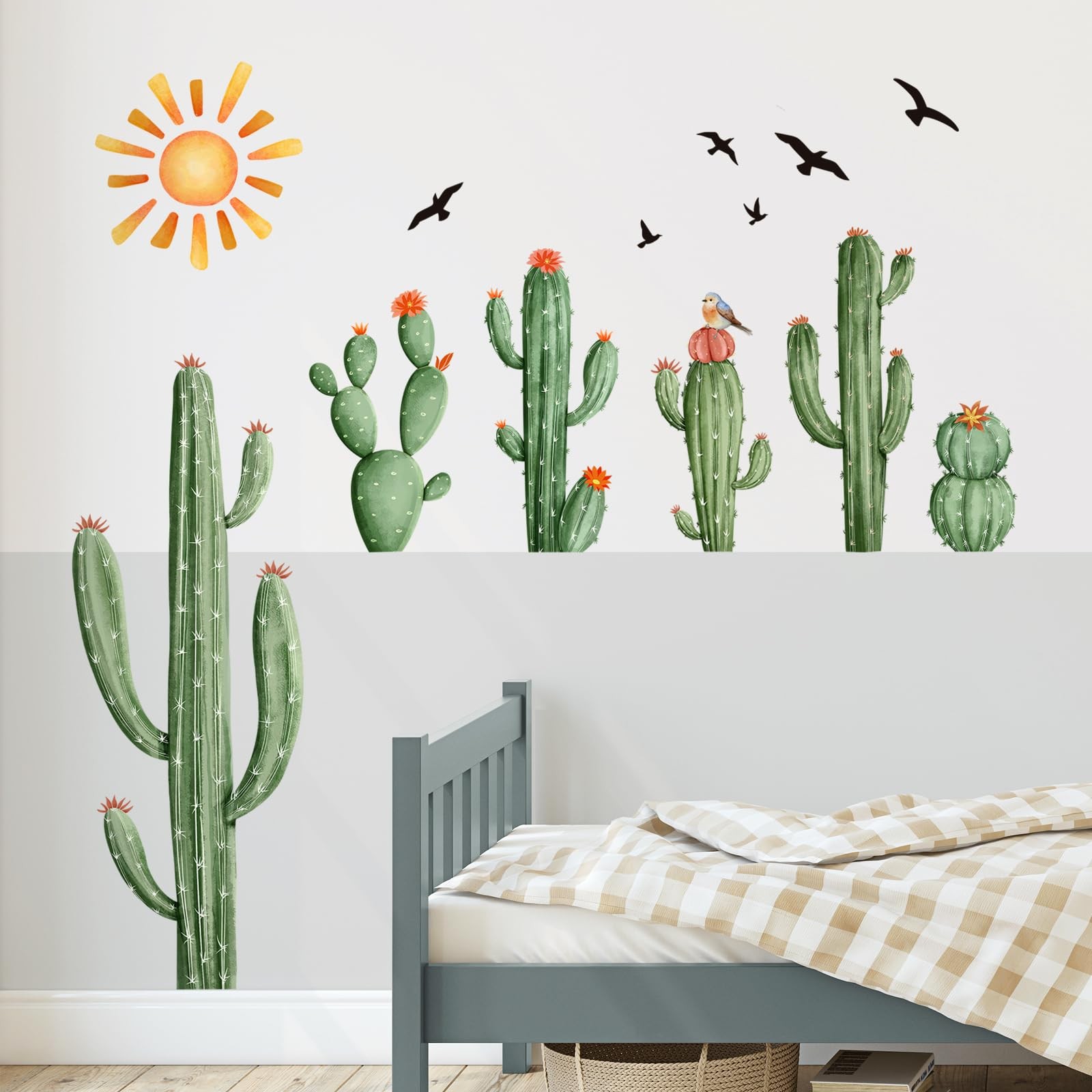 Supzone Cactus Wall Decals Tropical Green Plants Boho