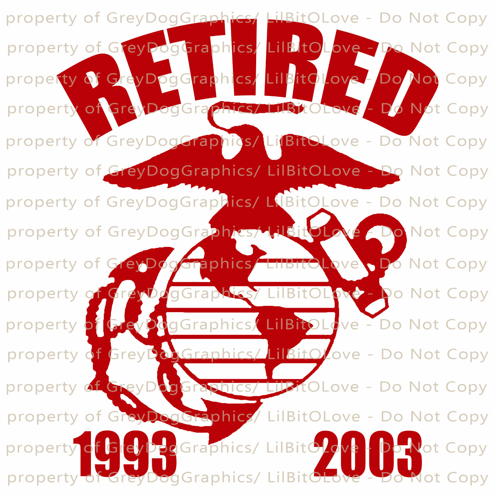 Custom USMC Retired Vinyl Decal with EGA & DATES United States Marine Corps