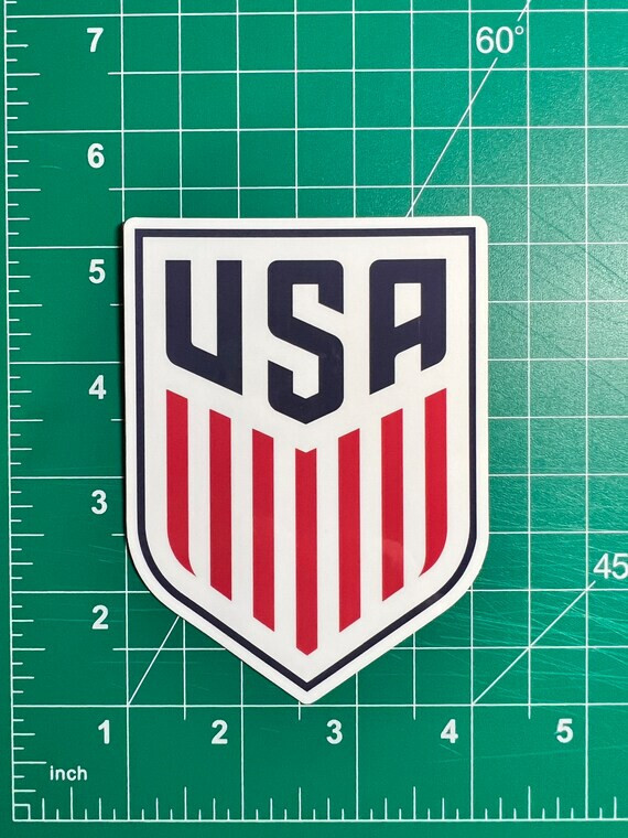 USMNT Soccer Shield/Crest – Laminated Vinyl Sticker – 4"x3" USA