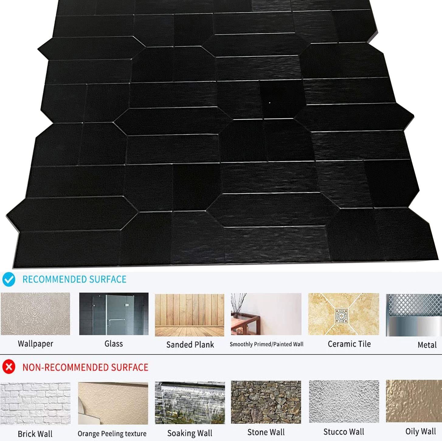 7-Sheet Peel and Stick Metal Backsplash Tiles, Self Adhesive Multiple-Shapes …