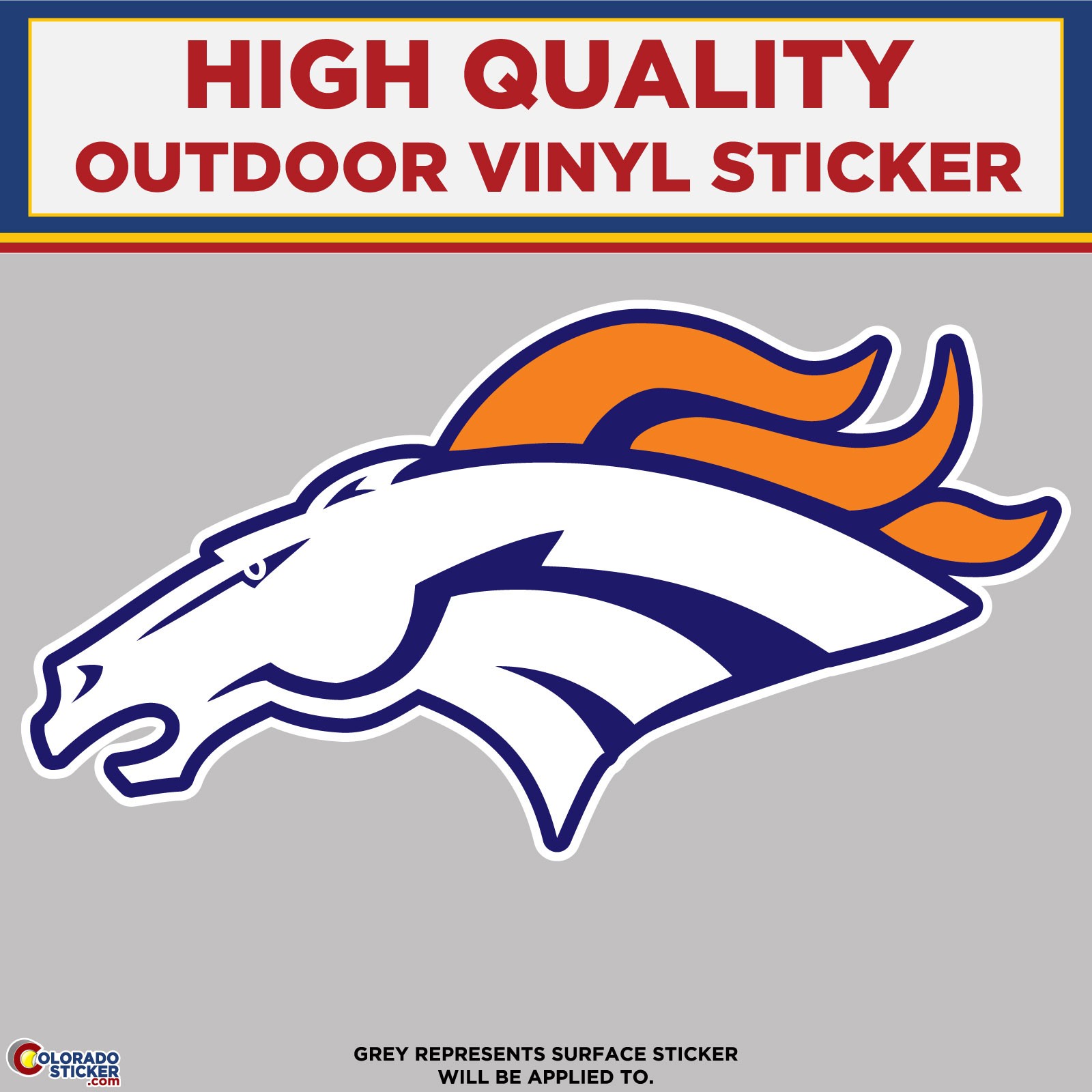 Denver Broncos Horse Head, High Quality Vinyl Stickers