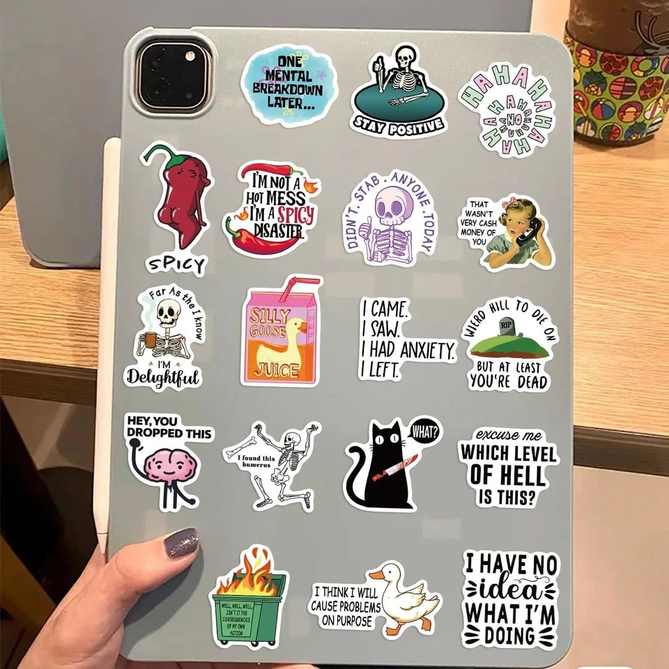 50Pcs Funny Adults Stickers Bulk, Prank Meme Sticker for Kids Teens Adults, Snar