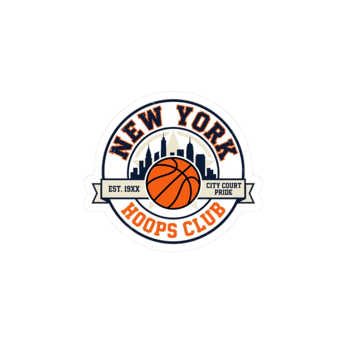 New York Hoops Club Sticker | city basketball, varsity decal