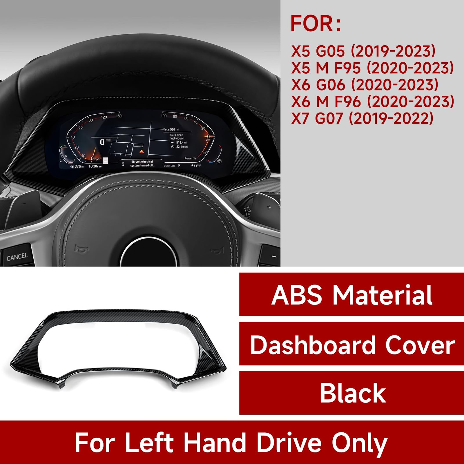 Carbon Fiber Dashboard Cover Trim for BMW X5 X6 20192026 Accessories