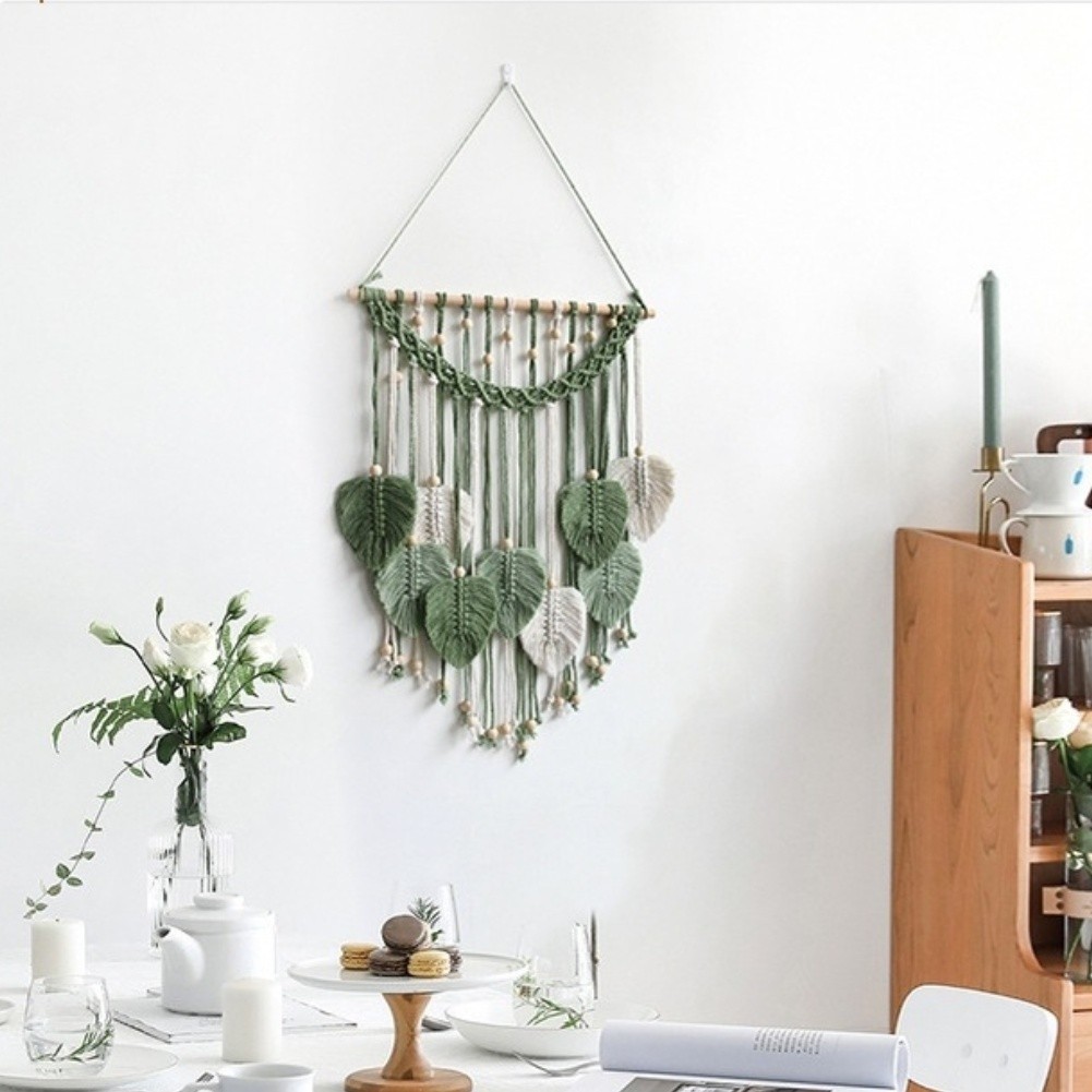 for Nordic Style Leaf Tapestry 50x70CM Hand Woven Cotton Wall Hanging Decor