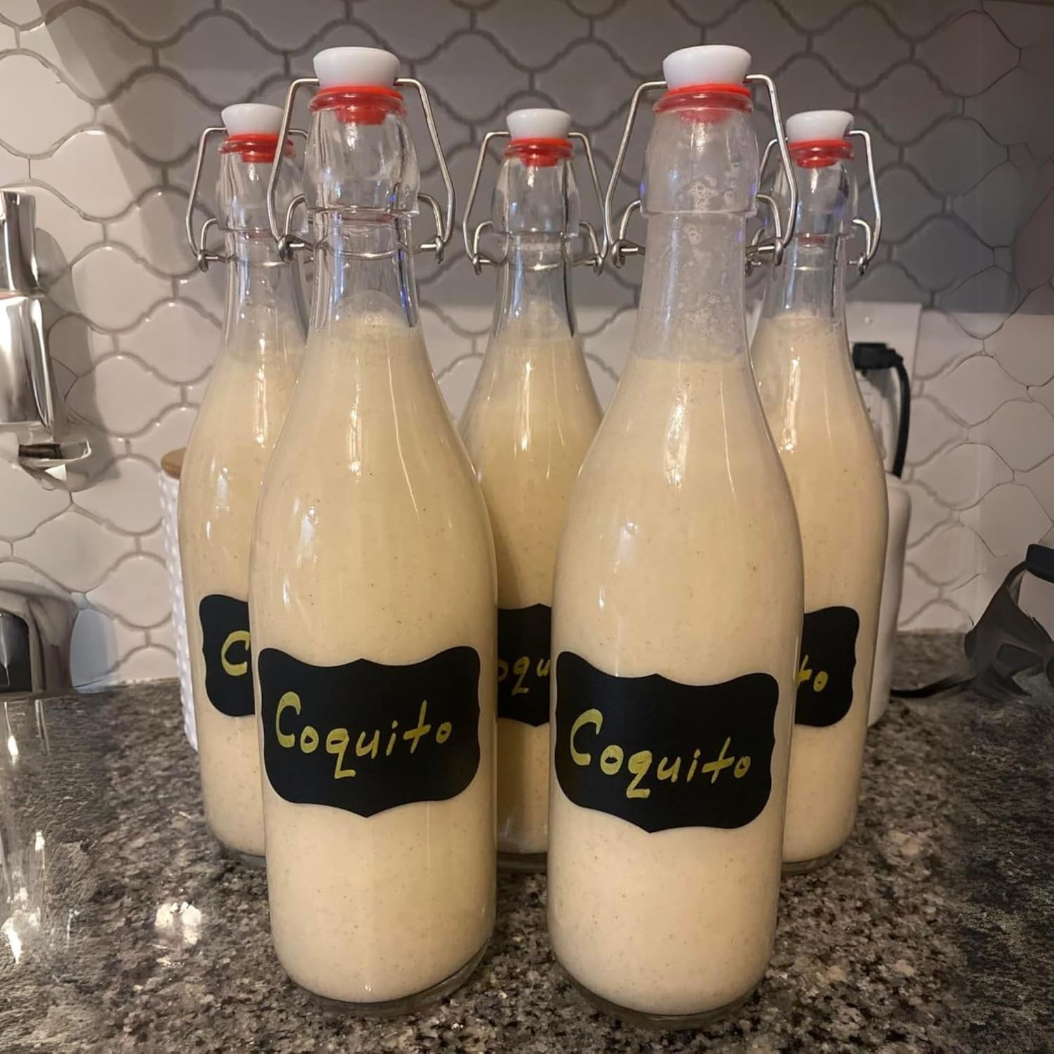 Swing Top Glass Bottles [1 Liter / 33 fl. oz.] [Pack of 6] – Flip Top Coquito Bo