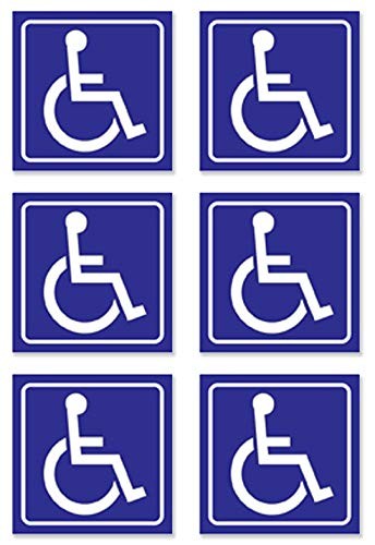 4 Less CO 6 Pack of 3 Inch Handicap Access ADA Window Door Vehicle Wall Blue