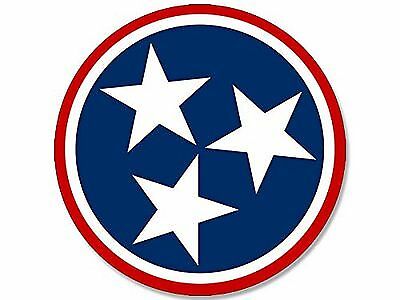 ROUND Tennessee 3 Stars Logo Bumper Sticker Decal 4" Circle