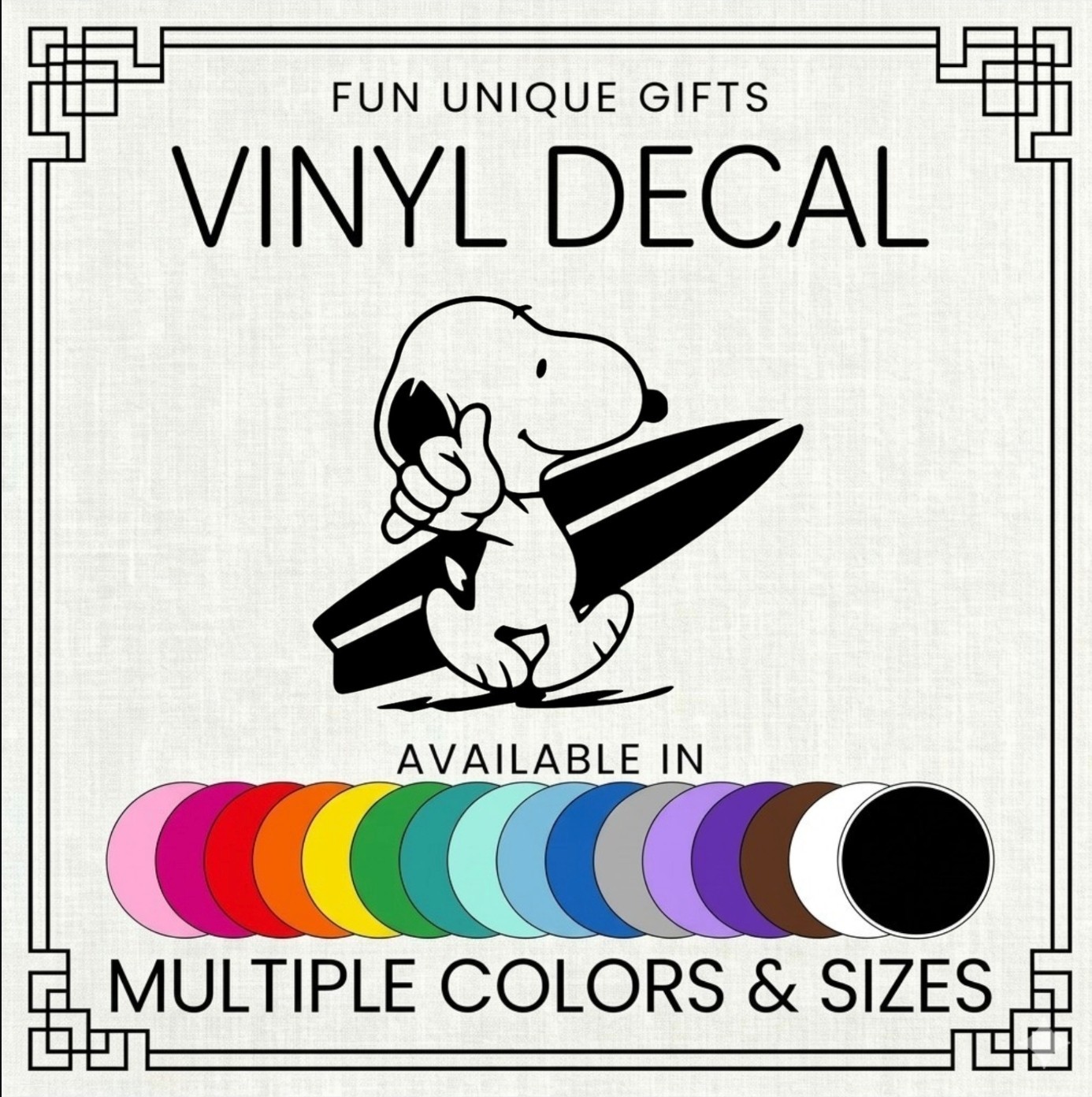 Snoopy Surf Vinyl Decal Sticker -Multiple Colors & Sizes- SHIPS FREE!