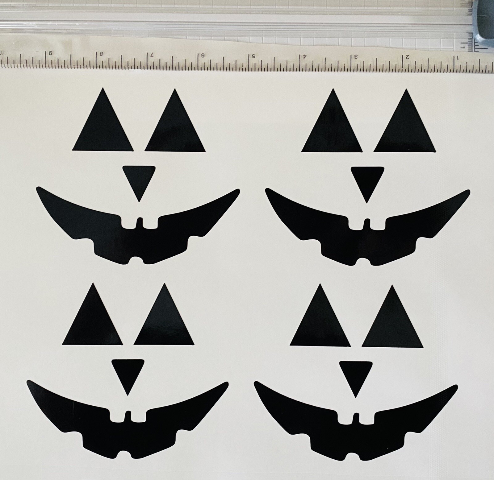 4 Pumpkin Face Halloween Vinyl Decal Stickers. Great For Crafters!!