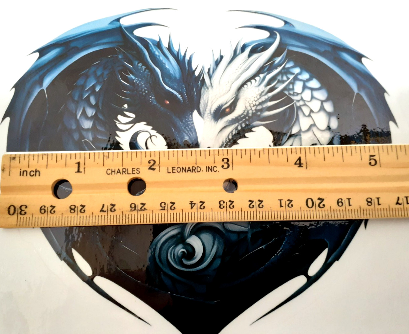 Blue & White Dragon Heart Love Vinyl Decal Sticker 6" x 5"
