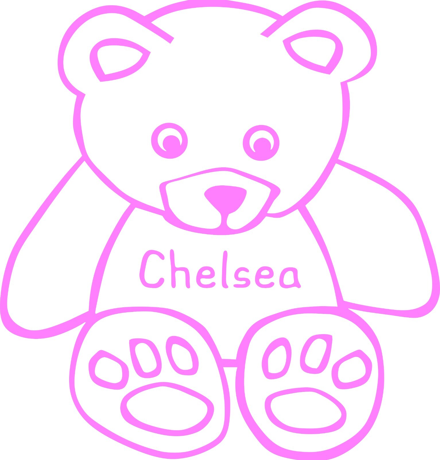 Teddy Bear Decal -w/ your choice of name on it and color 5.7"h x 5.5"w