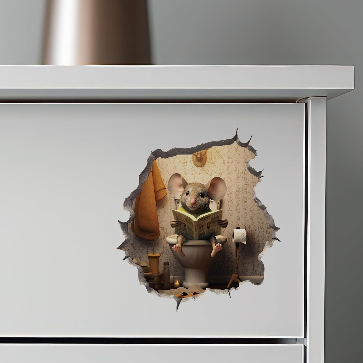 Reusable Vinyl Mouse on Toilet Decal – Indoor & Outdoor Wall Art for All Ages