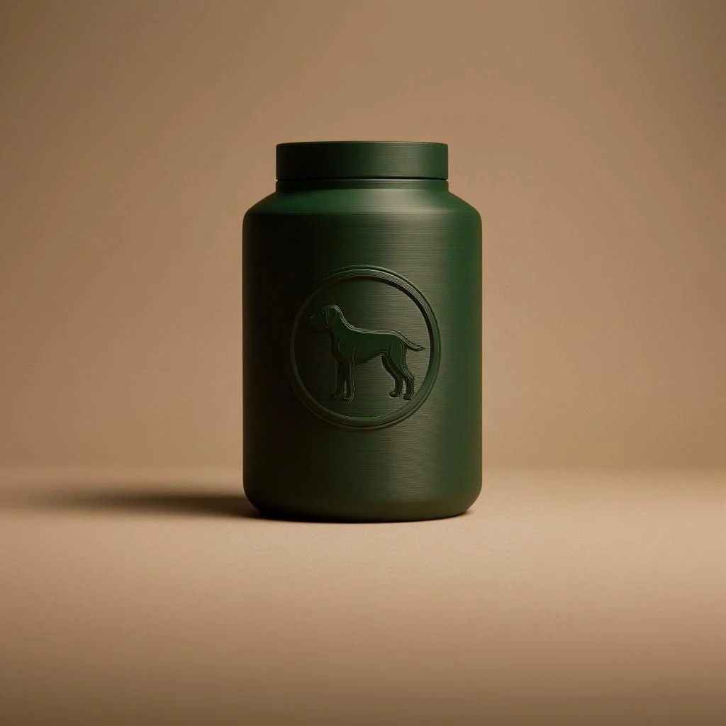 Dog Pet Ashes Urn | 3D Printed Minimal Cremation Keepsake Jar with Dog Emblem
