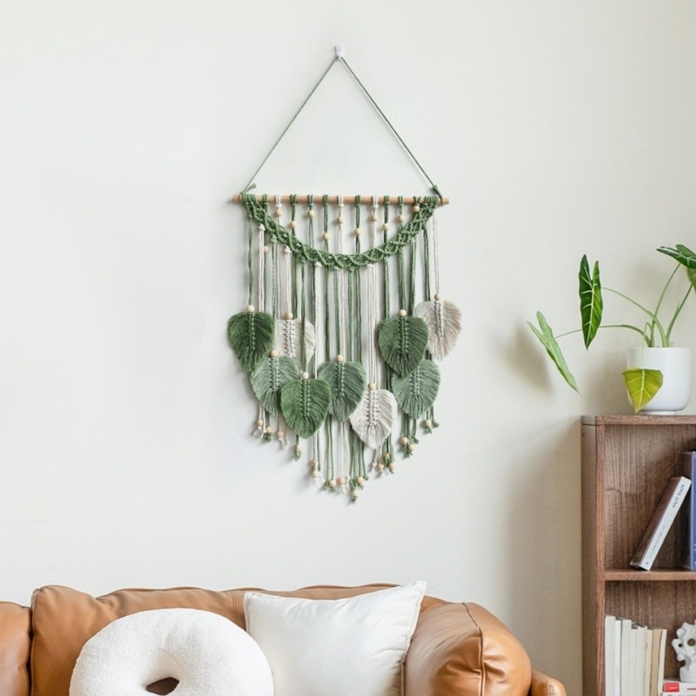 for Nordic Style Leaf Tapestry 50x70CM Hand Woven Cotton Wall Hanging Decor
