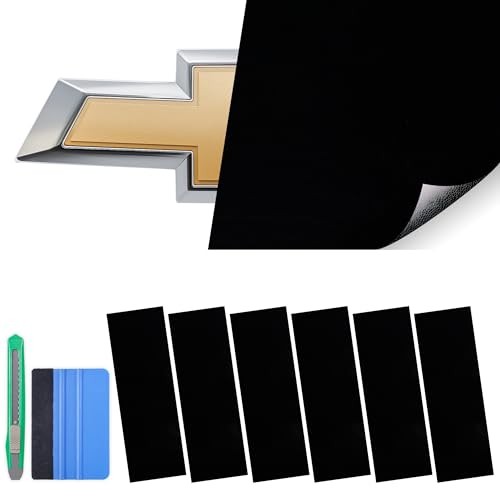 Auto Emblem Vinyl Wrap Kit, 6PCS Compatible with Chevy Bowtie High Gloss Black