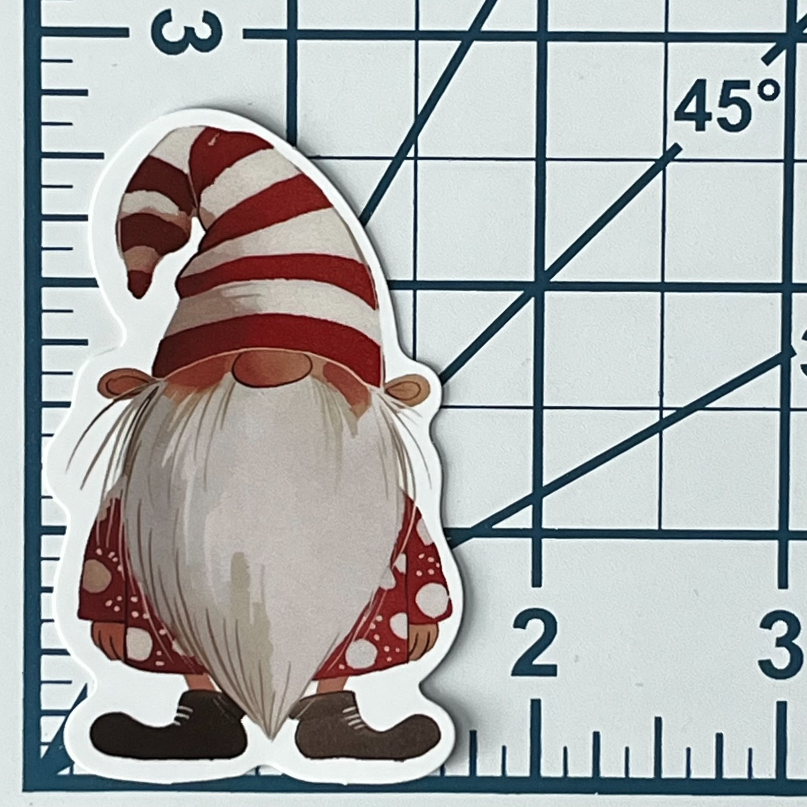 Striped Hat Gnome Sticker Vinyl Die Cut Decal Scrapbook Journal Holiday Craft