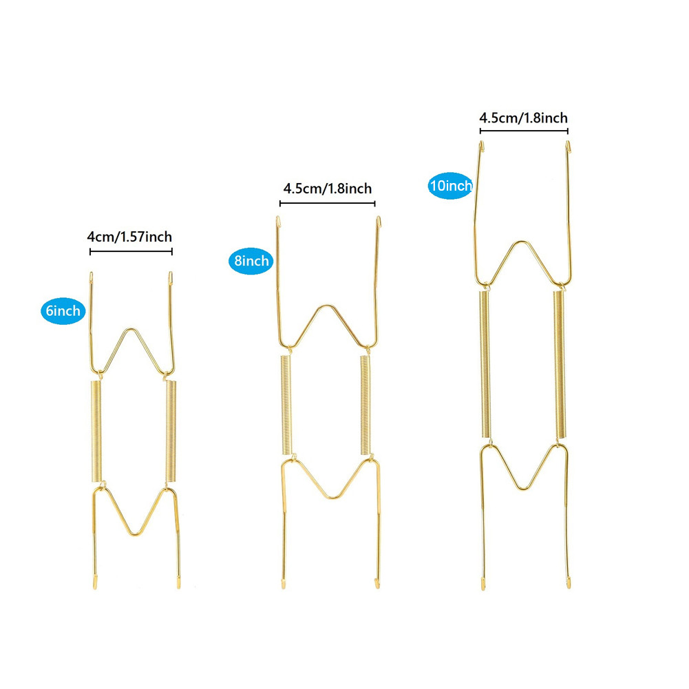 3 Pcs Heavy Duty Plate Hangers for Wall For Plates with Secure Wall Hooks Gold