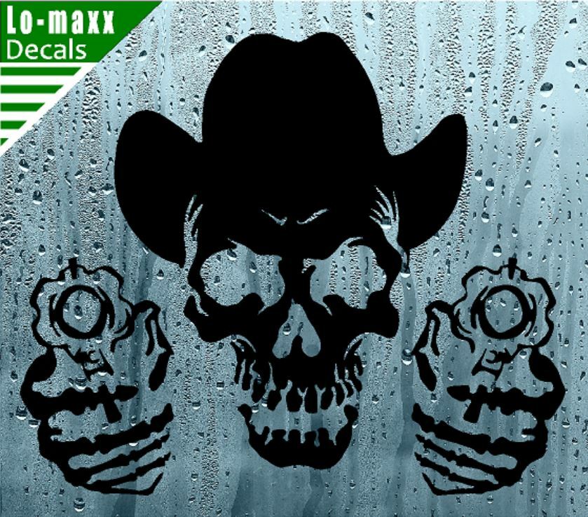 Cowboy Skull And Guns Western Country Car Truck SUV Quality Die Cut Vinyl Decal