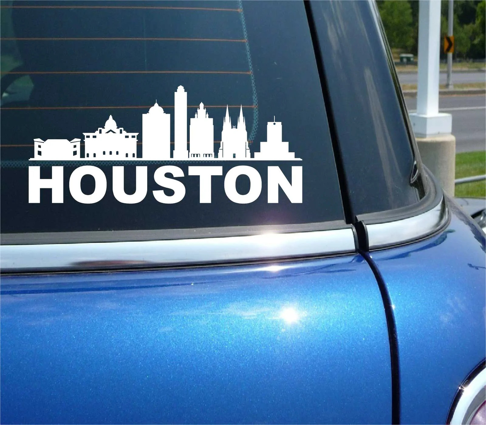HOUSTON TEXAS CITY SKYLINE CITYSCAPE CAR WALL DECAL BUMPER STICKER