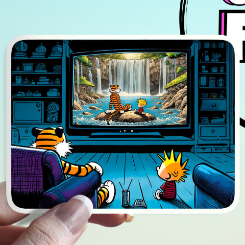 Waterfall Sticker: Calvin & Hobbes Chillin' Flow Waterproof Cartoon Sticker