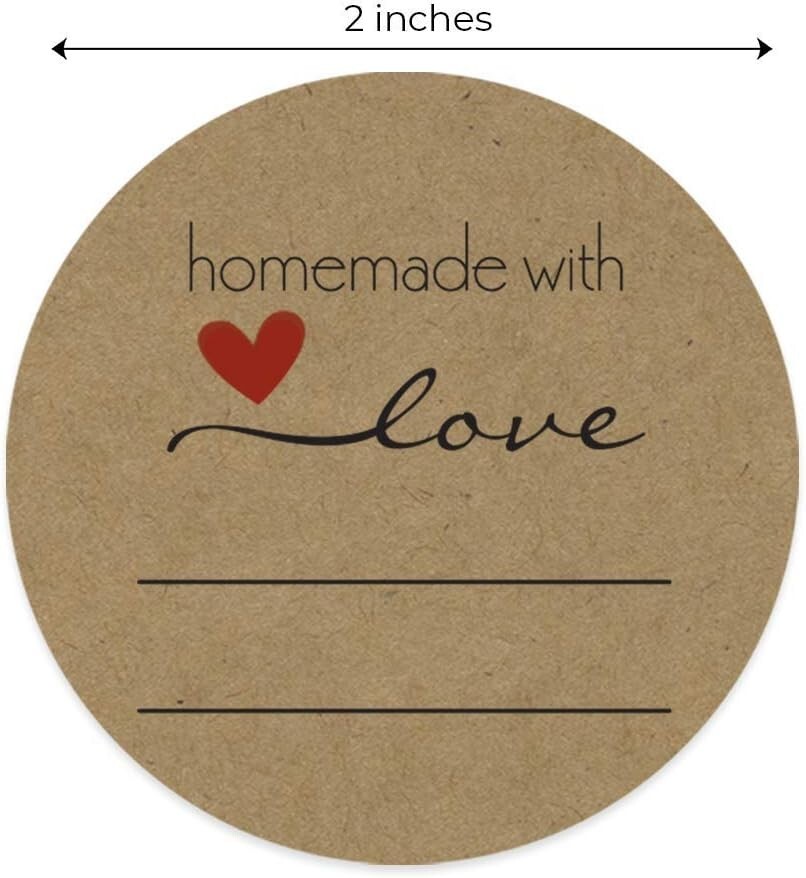 2" Round Kraft Labels with Writable Lines – 500 Homemade with Love Stickers