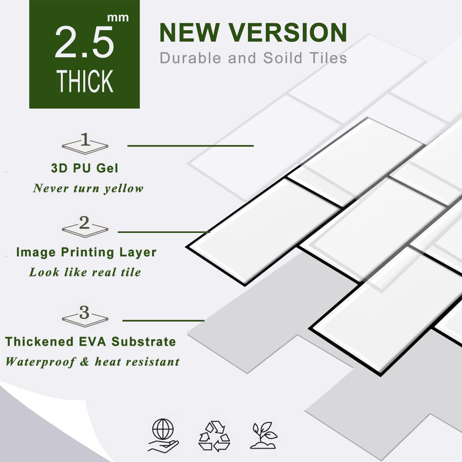 10-Sheet Backsplash Peel and Stick Subway Tile, Self Adhesive Vinyl Wall Tile…