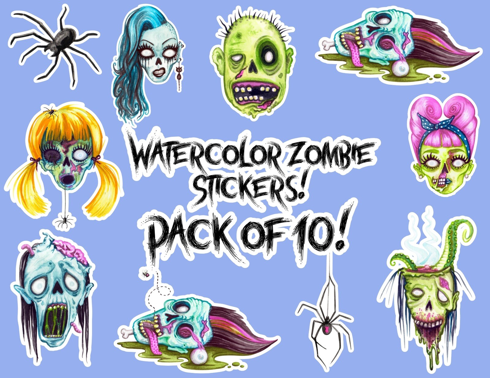 Zombie Stickers 3” Wide – Pack Of 10