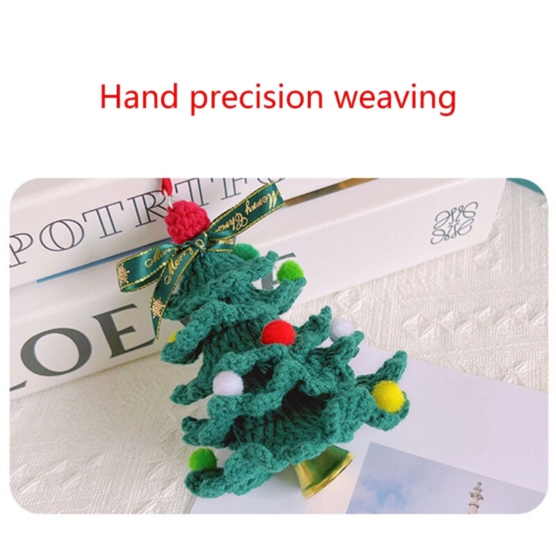 Handwoven Christmas Tree Pendant Charming Crochet Keychain Christmas Decorations