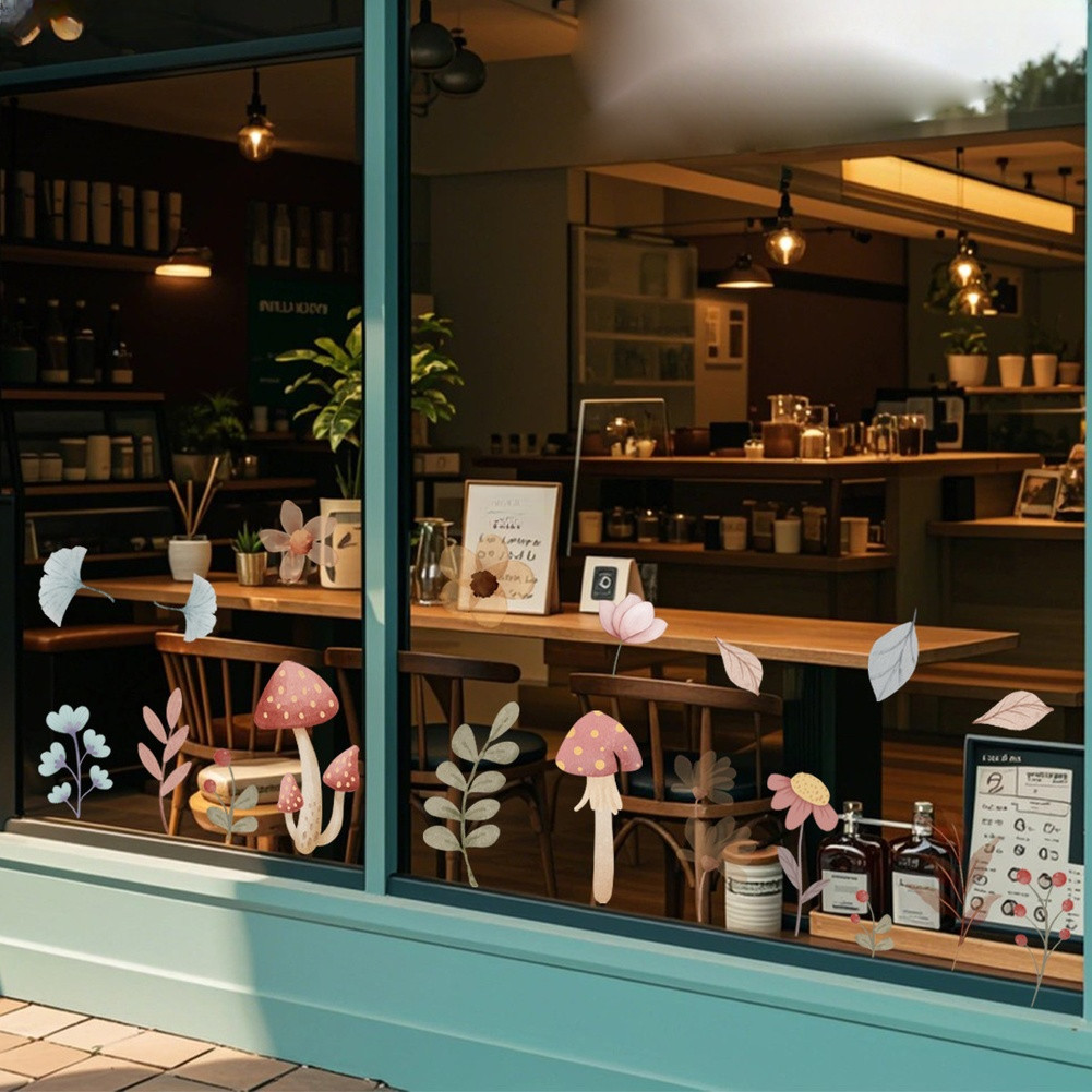 Mushroom Window Cling Waterproof Material Fade Resistant Design Easy Application