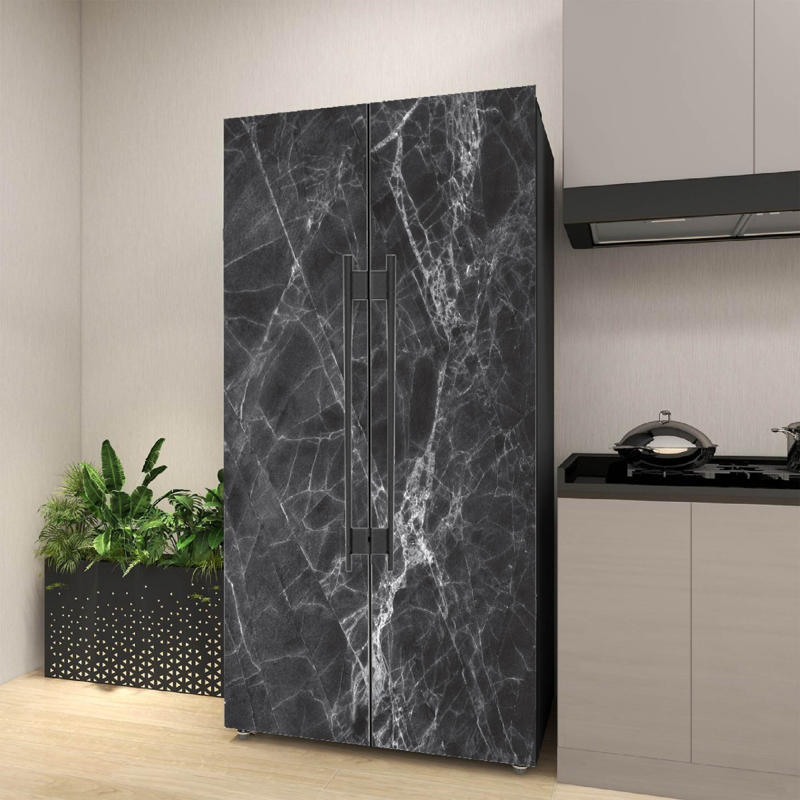 Peel and Stick Fridge Wrap Vinyl Refrigerator Cover 32" x 78.7" (81x200cm)