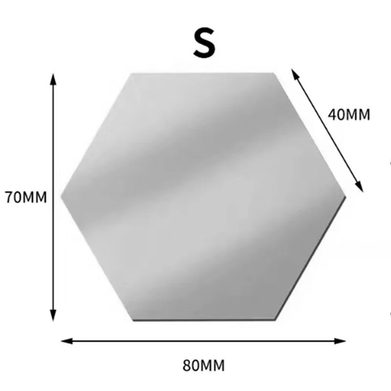 12 Silver 8*7 Hexagon Acrylic Stickers Mirror Wall Decals Dorm Rooms Decorations