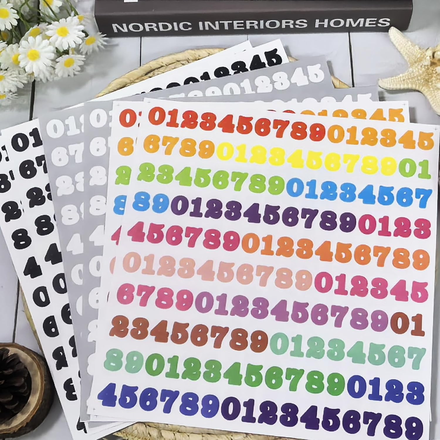 1/2 Inch Vinyl Number Stickers, 8 Sheets Waterproof Number Sticker | for Organiz