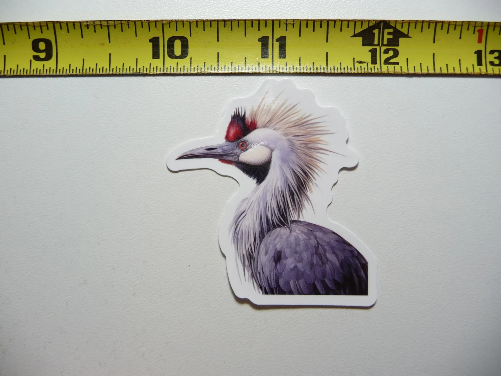 GREY CROWNED CRANE BIRD SMALL STICKER DECAL WILDLIFE PRESERVE NATURE ANIMAL