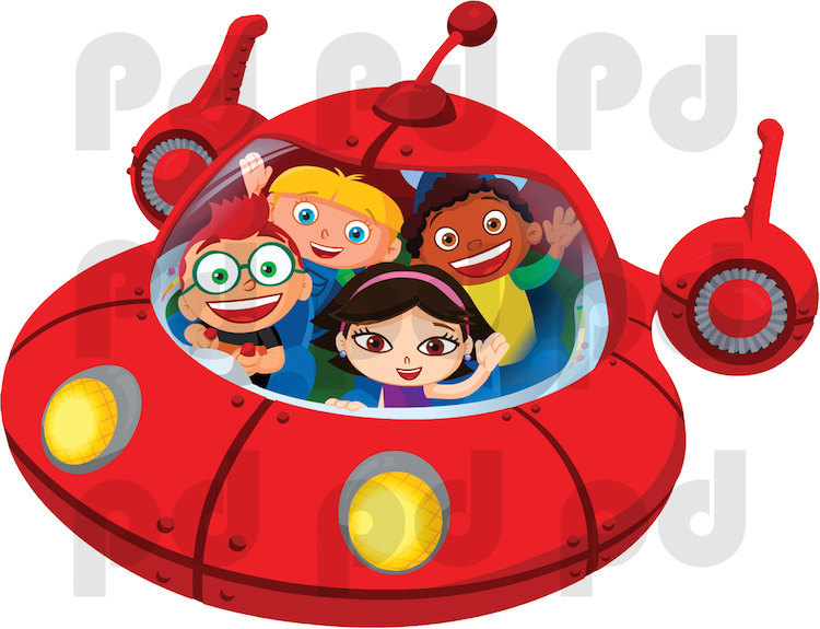 Little Einstein Wall Decal Red Spaceship Kids Bedroom Peel Stick Sticker, n92