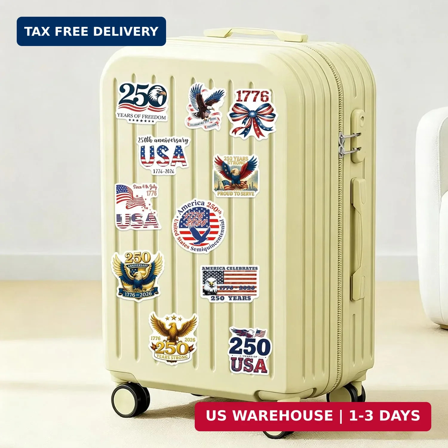 110PCS 250th Anniversary Stickers, America 250 Patriotic Vinyl Decals Set, USA 2