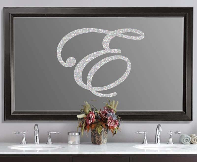 Script Wedding Letter Initial Frosted Etched Glass Vinyl Sticker Decal 3"-5" (a)