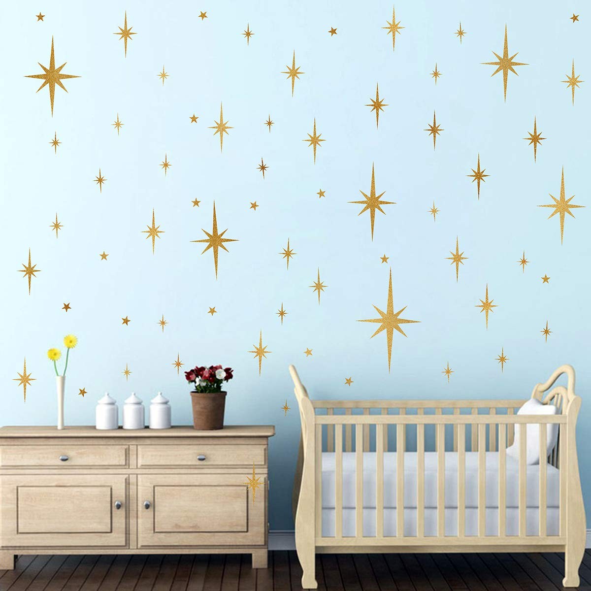 Star Wall Stickers Girls Room Wall Decals (116pcs) Sparkle Wall Sticker Stick…