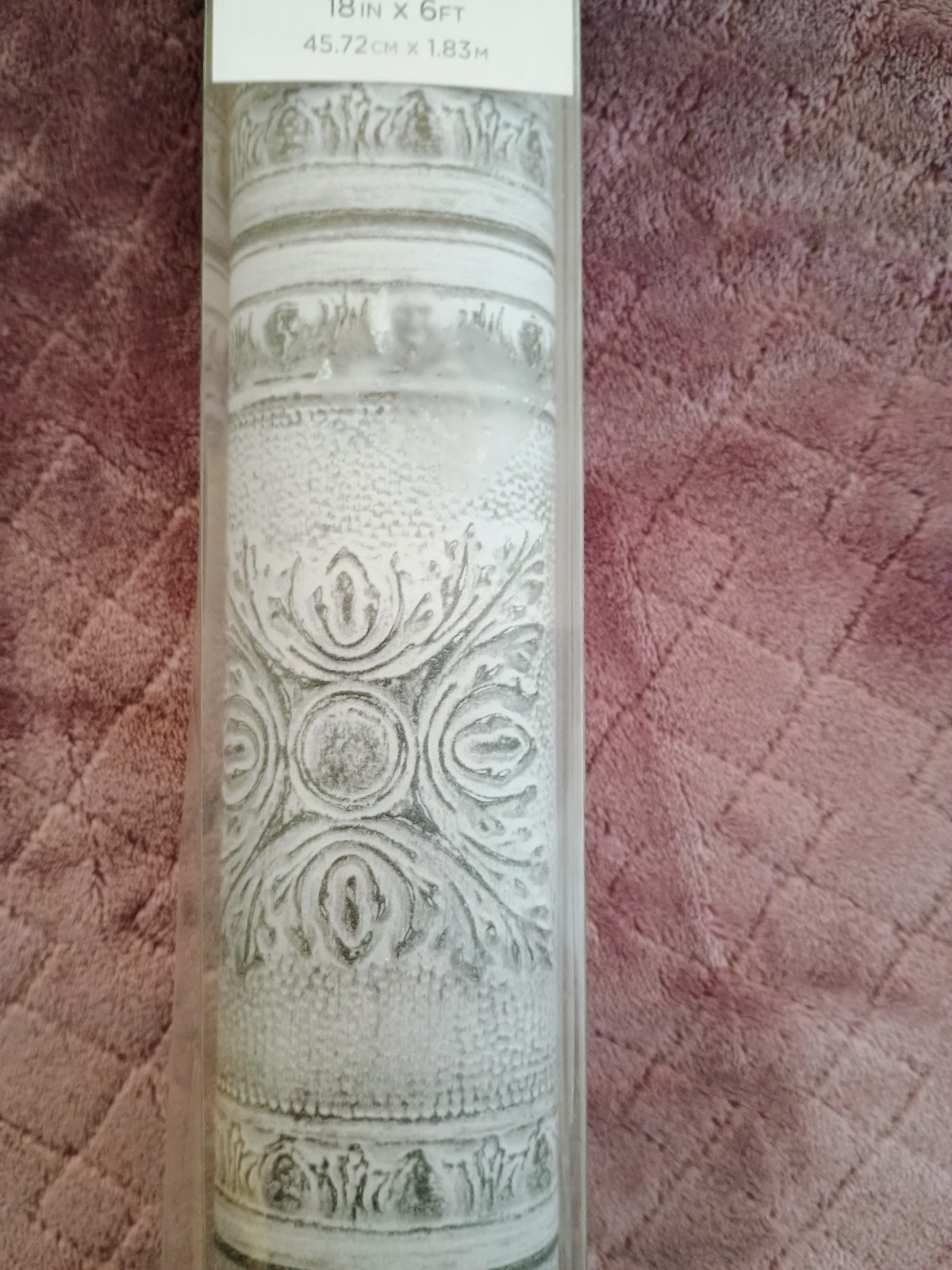 RoomMates Peel & Stick Backsplash Rolls Ornamental Tin Grey 18"x6'