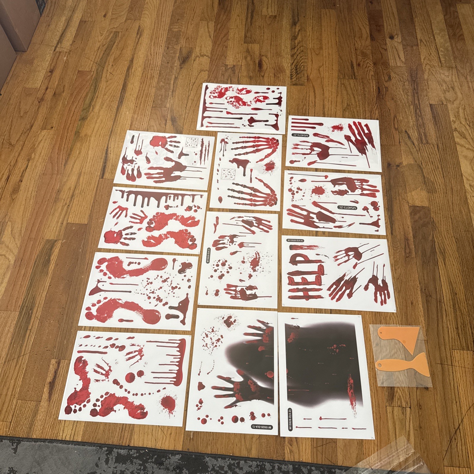 12 sheets of Bloody Handprint Footprint Window Stickers Wall Stickers /Halloween