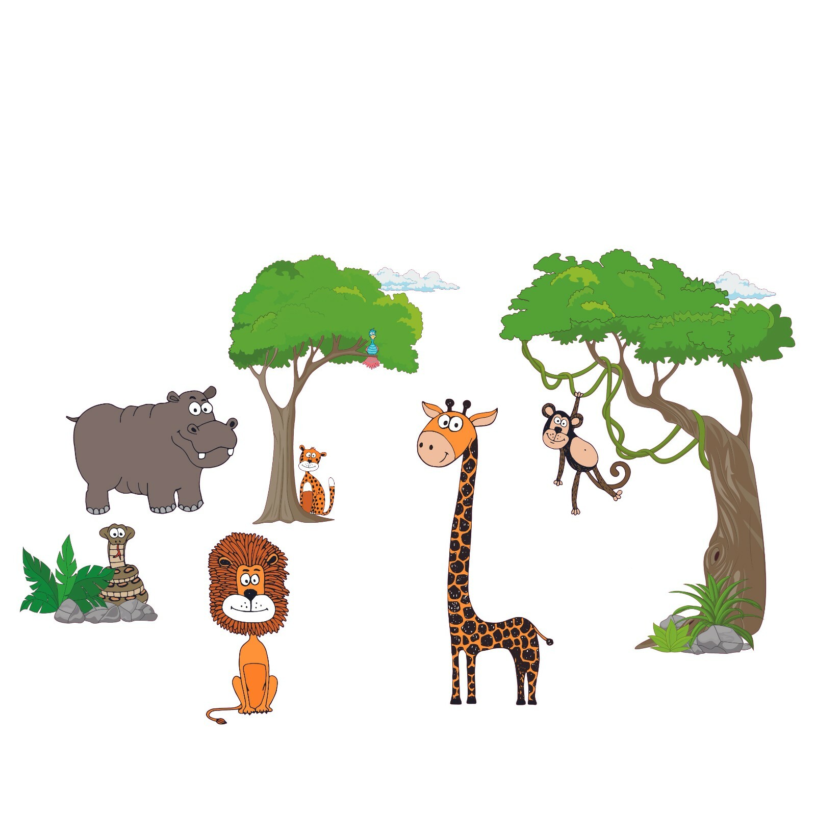 Vinyl Zoo Animals Decal Home Art Safari Decor Adhesive Wall Decoration Sticker